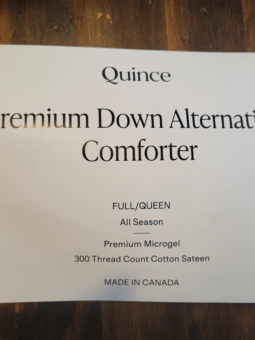 Quince Full/Queen All Season Premium Down Alternative Duvet InsertComforter NEW